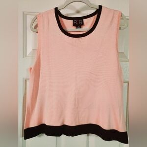 Nwot - R2R 100% Silk Sleeveless Sweater Vest Pink And Black Size 1X